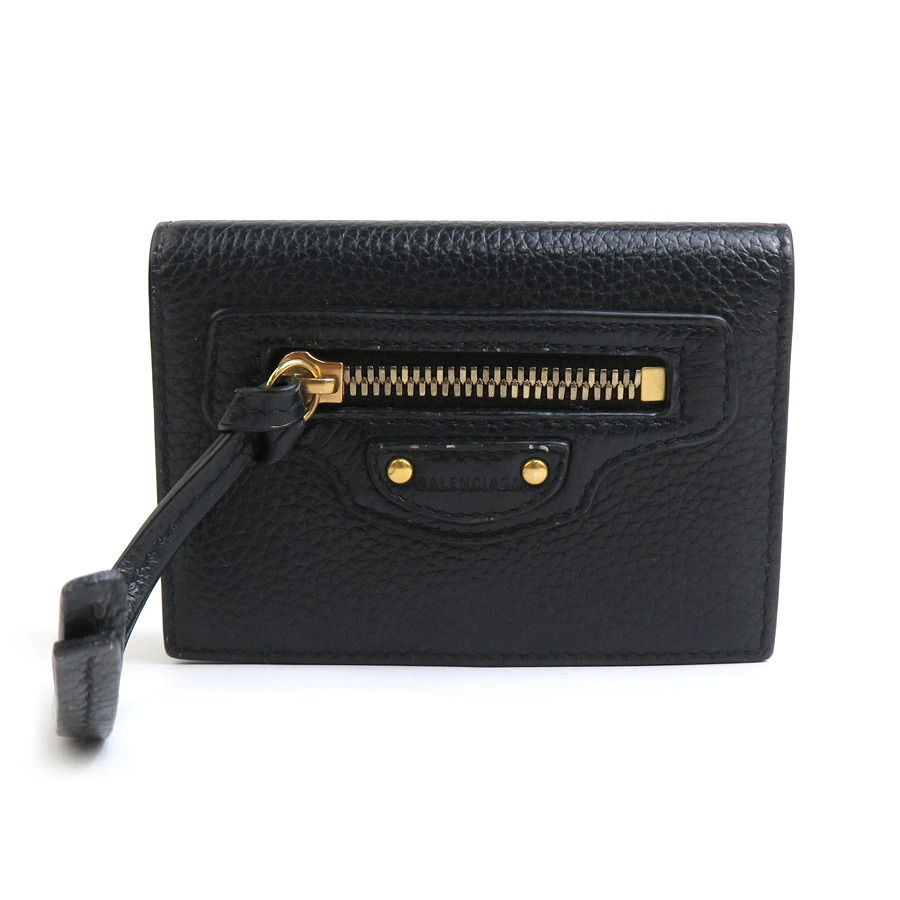 Balenciaga Tri Fold Wallet Leather Black